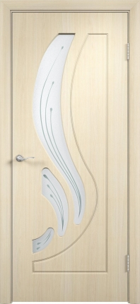 Межкомнатная дверь ПВХ Лотос, остеклённая, беленый дуб