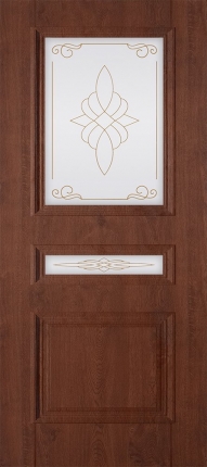 Межкомнатная дверь ПВХ Трио, остеклённая, темный орех